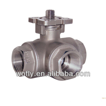 SS316 3 Way Ball Valve with Locking Device Handle